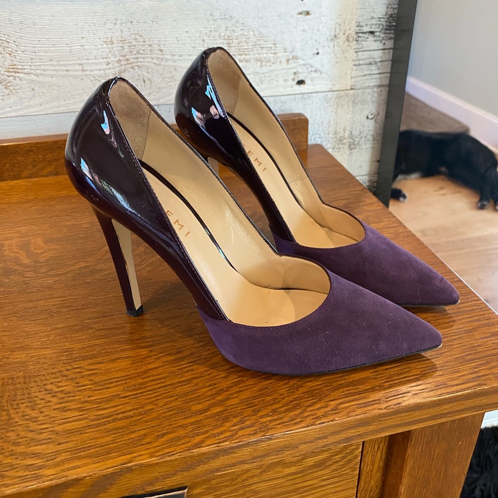 M. Gemi Plum Two-Tone Pointed-Toe Stiletto Heels